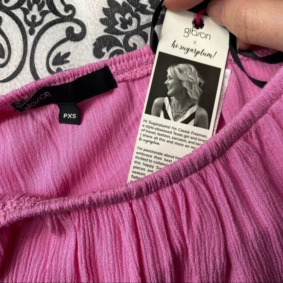 Ibiza One Shoulder Top in ‘Pink Moonflower.  Ruffle lightweight gauzy summer - Picture 9 of 10